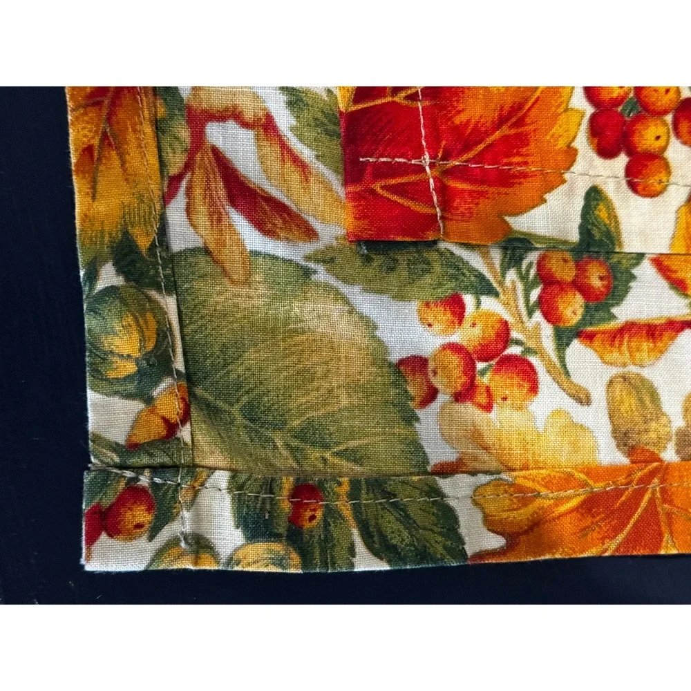 Vintage Handmade Fall Harvest Cloth Napkins Set of 6 Autumn Leaves Cotton
